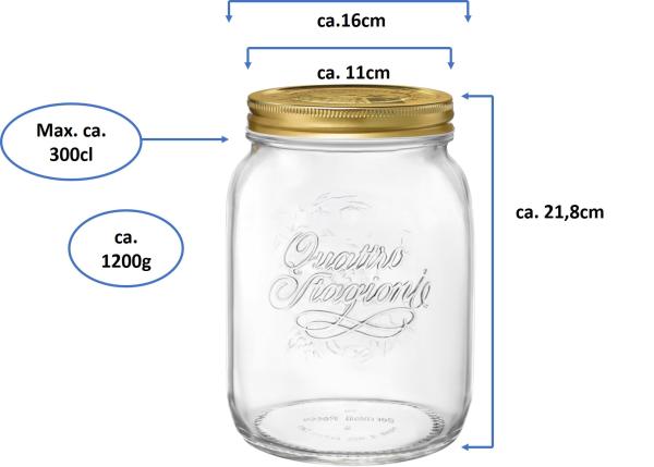 Quattro Stagioni Vorratsglas 3000ml - 3 Stück